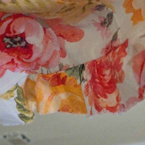 For Love & Lemons Julep Mini Dress Linen Blend Floral Deep V Size M - Picture 10 of 12